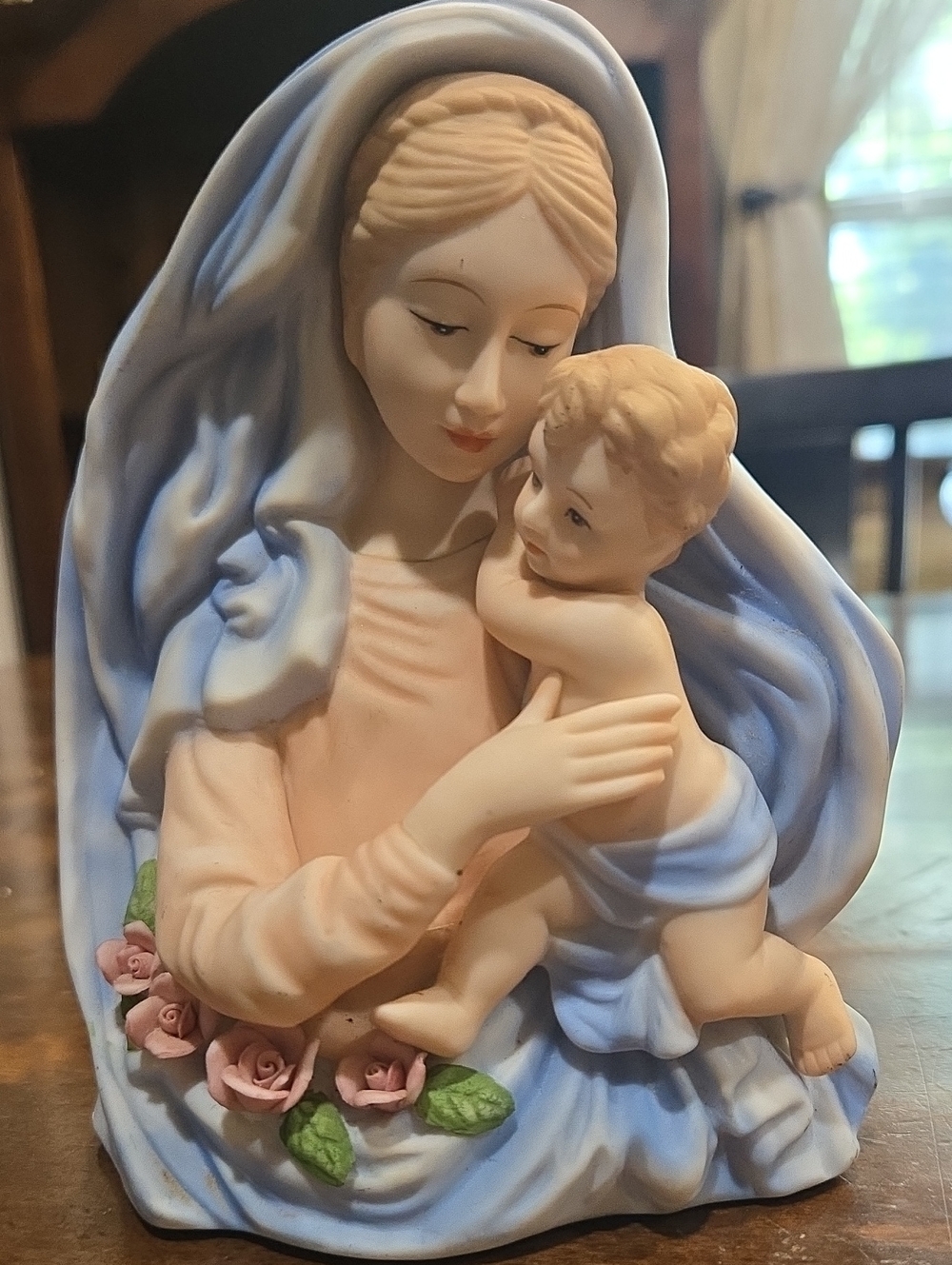 Virgin Mary Holding Baby Jesus Statue